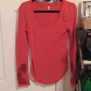 Free People orange long sleeve shirt